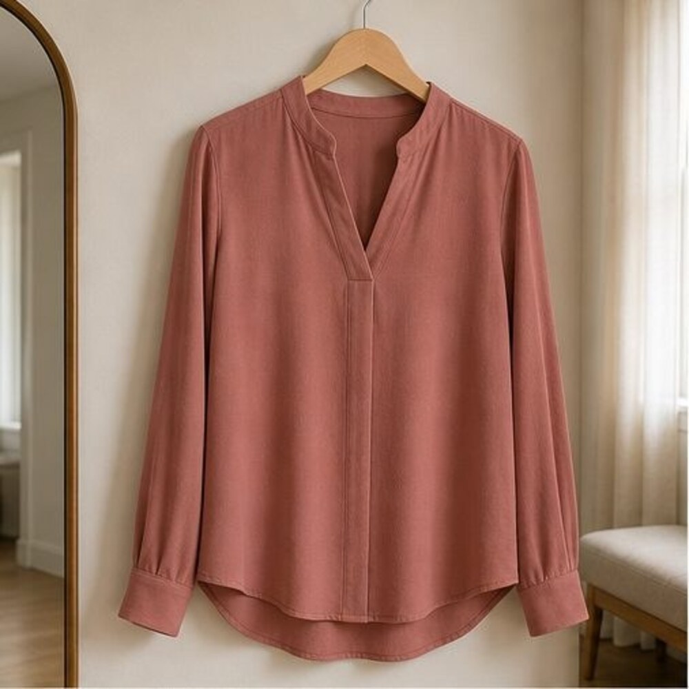 Camel Tie Neck Blouse